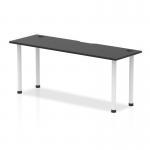 Impulse Black Series 1800 x 600mm Straight Table Black Top with Cable Ports White Leg