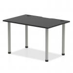 Impulse Black Series 1200 x 800mm Straight Table Black Top with Cable Ports Silver Leg