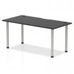 Impulse Black Series 1600 x 800mm Straight Table Black Top with Cable Ports Silver Leg