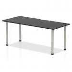 Impulse Black Series 1800 x 800mm Straight Table Black Top with Cable Ports Silver Leg I004227