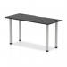 Impulse Black Series 1400 x 600mm Straight Table Black Top with Cable Ports Silver Leg I004229