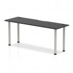 Impulse Black Series 1800 x 600mm Straight Table Black Top with Cable Ports Silver Leg