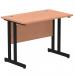 Impulse 1000 x 600mm Straight Office Desk Beech Top Black Cantilever Leg I004299