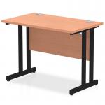 Impulse 1000 x 600mm Straight Office Desk Beech Top Black Cantilever Leg I004299