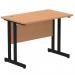 Impulse 1000 x 600mm Straight Office Desk Oak Top Black Cantilever Leg I004301