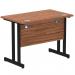 Impulse 1000 x 600mm Straight Office Desk Walnut Top Black Cantilever Leg I004302