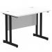 Impulse 1000 x 600mm Straight Office Desk White Top Black Cantilever Leg I004303