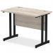 Impulse 1000 x 600mm Straight Office Desk Grey Oak Top Black Cantilever Leg I004304