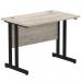 Impulse 1000 x 600mm Straight Office Desk Grey Oak Top Black Cantilever Leg I004304