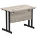 Impulse 1000 x 600mm Straight Office Desk Grey Oak Top Black Cantilever Leg I004304