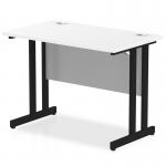 Impulse 1000 x 600mm Straight Desk Grey Oak Top Black Cantilever Leg I004304