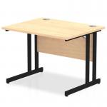 Impulse 1000 x 800mm Straight Office Desk Maple Top Black Cantilever Leg I004306