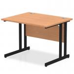 Impulse 1000 x 800mm Straight Office Desk Oak Top Black Cantilever Leg I004307
