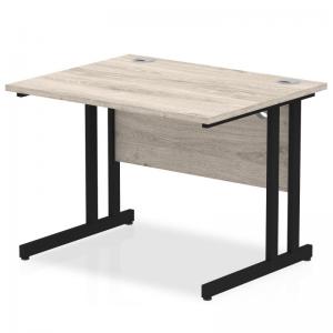 Impulse 1000 x 800mm Straight Office Desk Grey Oak Top Black