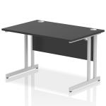 Impulse 1200 x 800mm Straight Office Desk Black Top Silver Cantilever Leg I004323