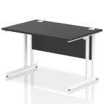 Impulse 1200 x 800mm Straight Office Desk Black Top White Cantilever Leg I004324