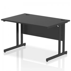 Impulse 1200 x 800mm Straight Office Desk Black Top Black Cantilever