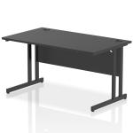 Impulse 1400 x 800mm Straight Office Desk Black Top Black Cantilever Leg I004328