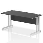Impulse 1600 x 800mm Straight Office Desk Black Top Silver Cantilever Leg I004329