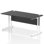Impulse 1600 x 800mm Straight Office Desk Black Top White Cantilever Leg I004330