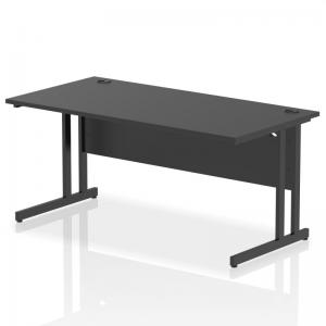 Impulse 1600 x 800mm Straight Office Desk Black Top Black Cantilever
