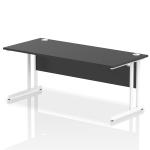 Impulse 1800 x 800mm Straight Office Desk Black Top White Cantilever Leg I004333