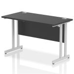 Impulse 1200 x 600mm Straight Office Desk Black Top Silver Cantilever Leg I004335