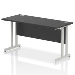 Impulse 1400 x 600mm Straight Office Desk Black Top Silver Cantilever Leg I004338