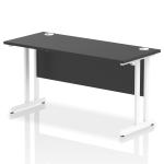 Impulse 1400 x 600mm Straight Office Desk Black Top White Cantilever Leg I004339