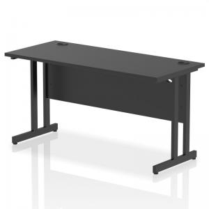 Impulse 1400 x 600mm Straight Office Desk Black Top Black Cantilever