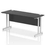 Impulse 1600 x 600mm Straight Office Desk Black Top Silver Cantilever Leg I004341