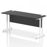 Impulse 1600 x 600mm Straight Office Desk Black Top White Cantilever Leg I004342