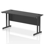 Impulse 1600 x 600mm Straight Office Desk Black Top Black Cantilever Leg I004343
