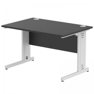Impulse 1200 x 800mm Straight Office Desk Black Top Silver Cable