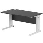Impulse 1400 x 800mm Straight Office Desk Black Top Silver Cable Managed Leg I004350