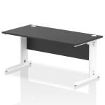 Impulse 1600 x 800mm Straight Office Desk Black Top White Cable Managed Leg I004354