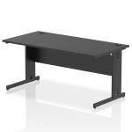 Impulse 1600 x 800mm Straight Office Desk Black Top Black Cable Managed Leg I004355