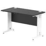 Impulse 1200 x 600mm Straight Office Desk Black Top White Cable Managed Leg I004360