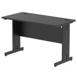 Impulse 1200 x 600mm Straight Office Desk Black Top Black Cable Managed Leg I004361