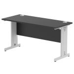 Impulse 1400 x 600mm Straight Office Desk Black Top Silver Cable Managed Leg I004362