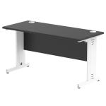 Impulse 1400 x 600mm Straight Office Desk Black Top White Cable Managed Leg I004363