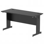 Impulse 1400 x 600mm Straight Office Desk Black Top Black Cable Managed Leg I004364