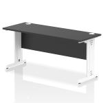 Impulse 1600 x 600mm Straight Office Desk Black Top White Cable Managed Leg I004366