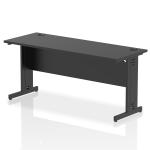 Impulse 1600 x 600mm Straight Office Desk Black Top Black Cable Managed Leg I004367