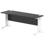 Impulse 1800 x 600mm Straight Office Desk Black Top White Cable Managed Leg I004369