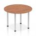 A sleek and modern addition to any office space, this Dynamic Round Table features a 1000mm walnut top and silver post leg. Its round shape encourages collaboration and its clean lines provide a professional touch. This table is ideal for meetings or impromptu brainstorms.
