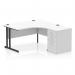 Impulse 1400mm Right Crescent Office Desk White Top Black Cantilever Leg Workstation 600 Deep Desk High Pedestal I004462