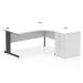 Impulse 1600mm Right Crescent Office Desk White Top Black Cable Managed Leg Workstation 600 Deep Desk High Pedestal I004498