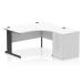 Impulse 1400mm Right Crescent Office Desk White Top Black Cable Managed Leg Workstation 600 Deep Desk High Pedestal I004534