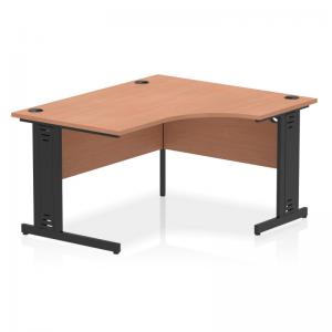 Impulse 1400mm Right Crescent Office Desk Beech Top Black Cable